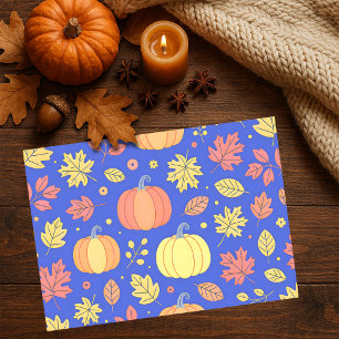 Papel De Seda Pumpkins de outono e padrão de folhas coloridas