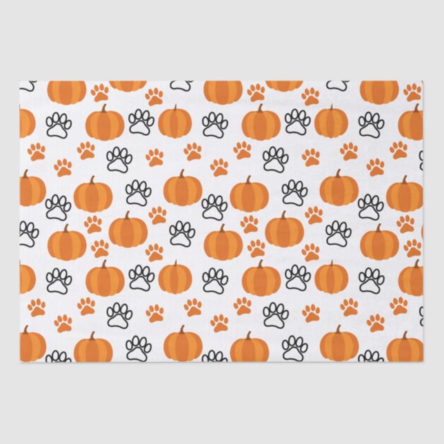 Papel De Seda Pumpkins e patas Branca de Halloween (Frente )