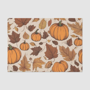 Papel De Seda Pumpkins Laranja e Folhas de Outono