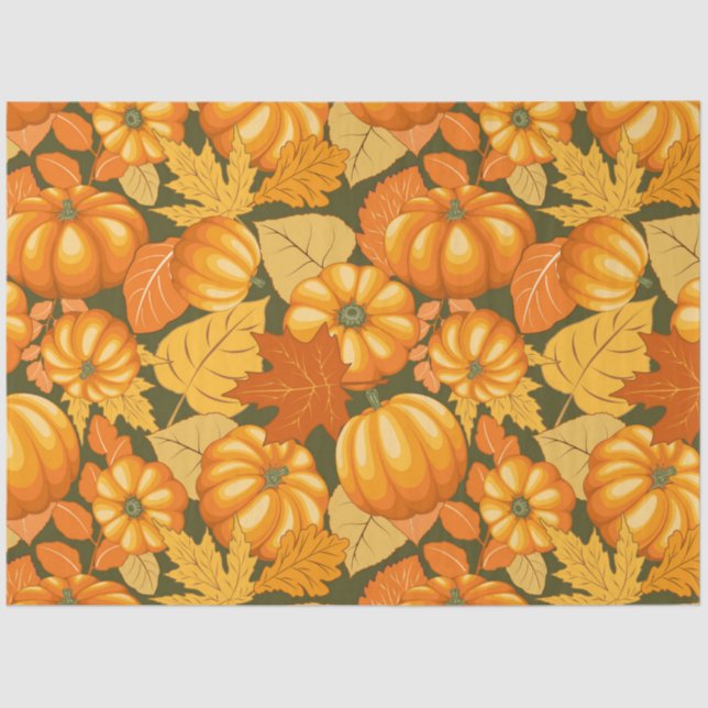Papel De Seda Pumpkins Patterno do Halloween em Fall Season (Frente )