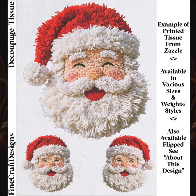 Papel De Seda Punch Needle & Crochet Santa Faces ER6L Decoupage (Criador carregado)