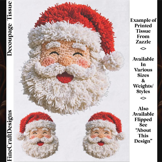 Papel De Seda Punch Needle & Crochet Santa Faces ER6R Decoupage (Criador carregado)