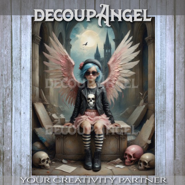 Papel De Seda Punk Angel in Stripes Decoupage (Criador carregado)
