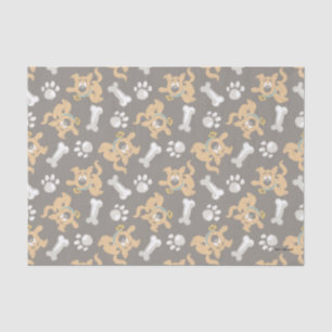Papel De Seda Puppy Scooby-Doo Bone & Paw Print Patterno