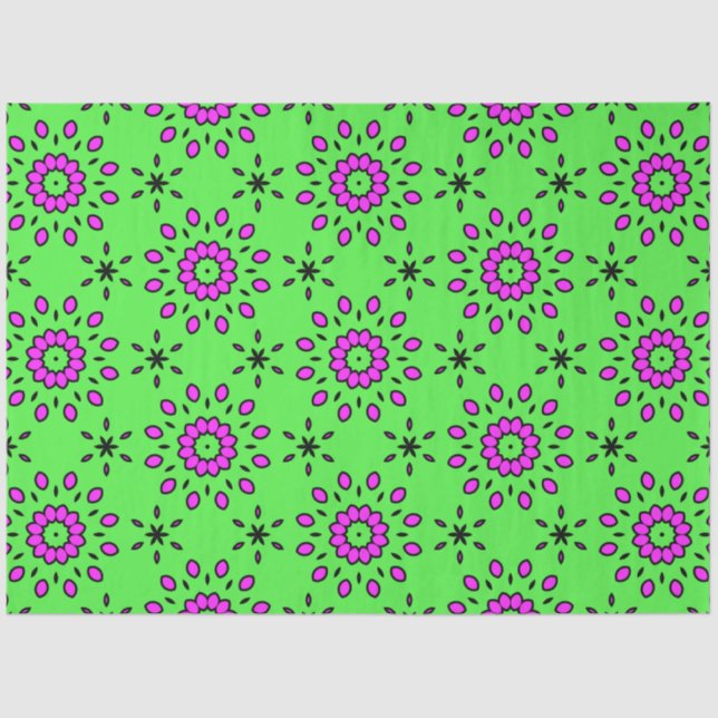 Papel De Seda Puro e Preto na Decoupage Floral do Verde limão (Frente )