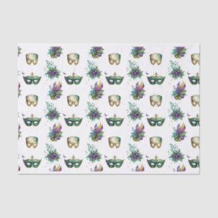 PAPEL DE SEDA PURPEN GREEN DOURADA MARDI GRAS MÁSCARAS PENAS