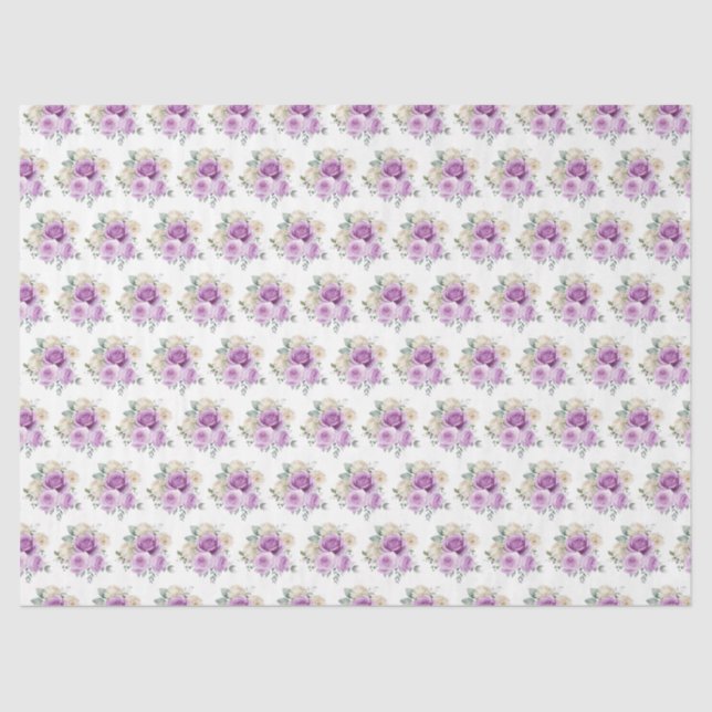 Papel De Seda Purple and Silver Elegant Flowers (Frente )