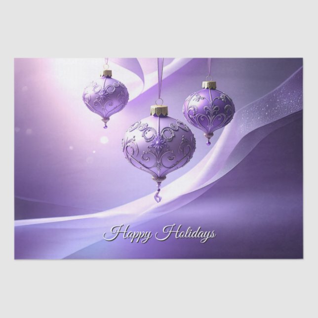 Papel De Seda Purple Christmas Ball Holiday Tissue Paper (Frente )