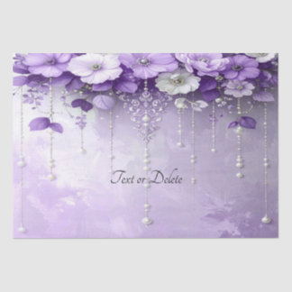 Papel De Seda Purple Flowers with Dangling Pearls Tissue Paper