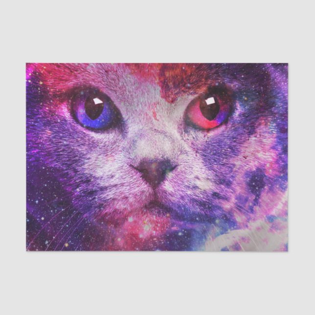 Papel De Seda Purple Galaxy Cat  (Frente )