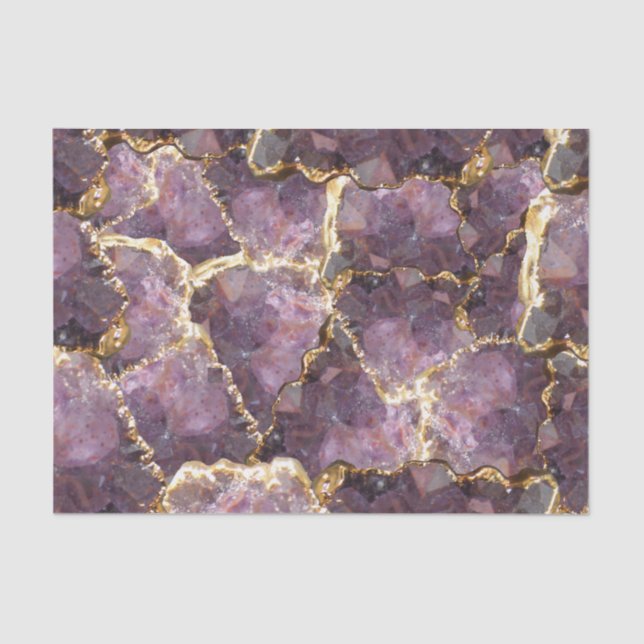 Papel De Seda Purple Gold Crystal Collage Tissue Paper (Frente )