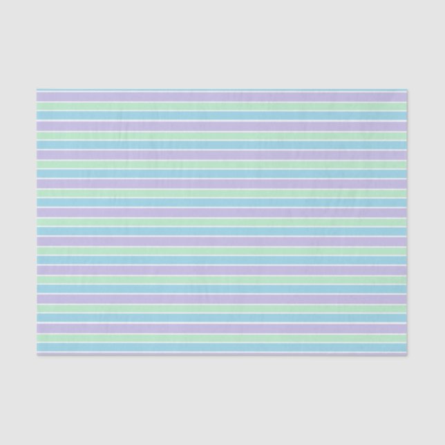 Papel De Seda Purple, Green and Blue Pastel Stripes (Frente )