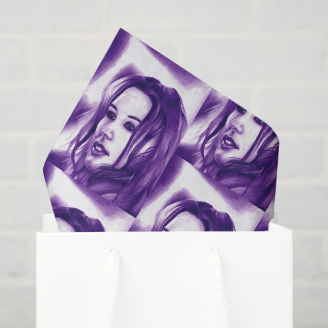 Papel De Seda Purple People Woman Portrait Original Art (Sacola de presentes)