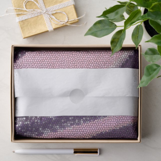 Papel De Seda Purple pink abstract stripes with elegant sparkle (Presente)