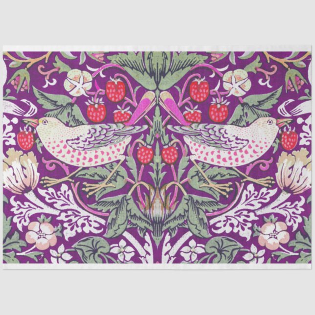 Papel De Seda Purple William Morris Strawberry Thef  (Frente )