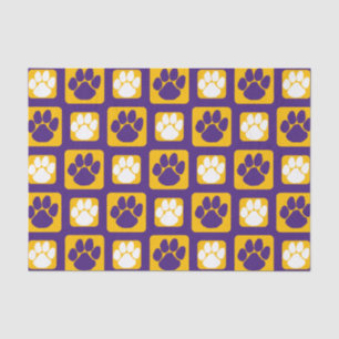 Papel De Seda Púrpura, branca e Dourada Pawprint repetitivo