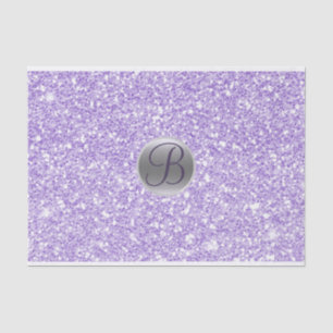 Papel De Seda Púrpura Brilho Cintilante Glam Monograma Inicial