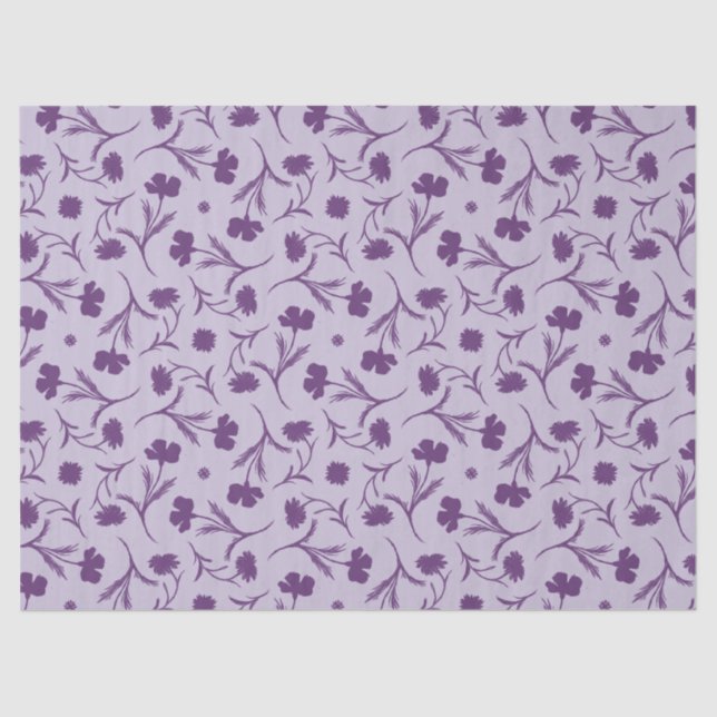 Papel De Seda Púrpura Chic Cuta de Padrão Floral Moderno Elegant (Frente )