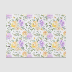 Papel De Seda Púrpura de Decodificação de Cor Floral Amarela