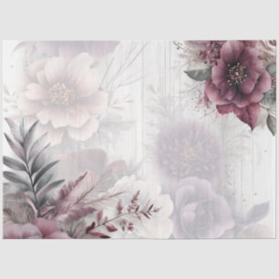 Papel De Seda Púrpura, rosa e floral marrom elegantes
