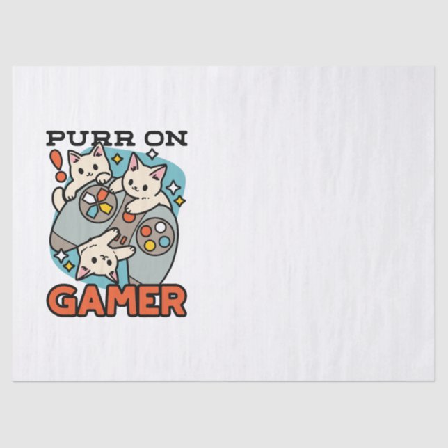 Papel De Seda Purr On Gamer - Design de Jogos para Gatos de Gato (Frente )