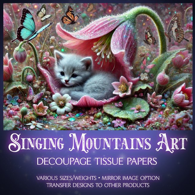 Papel De Seda Purrfect Garden Cat Magic Decoupage  (Criador carregado)