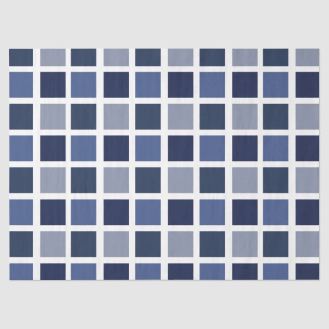 Papel De Seda Quadrados de Cor Azul Xadrez (Frente )