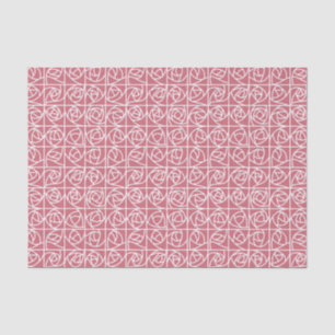 Papel De Seda Quadrados de Rosa art deco estilizados, cor-de-ros