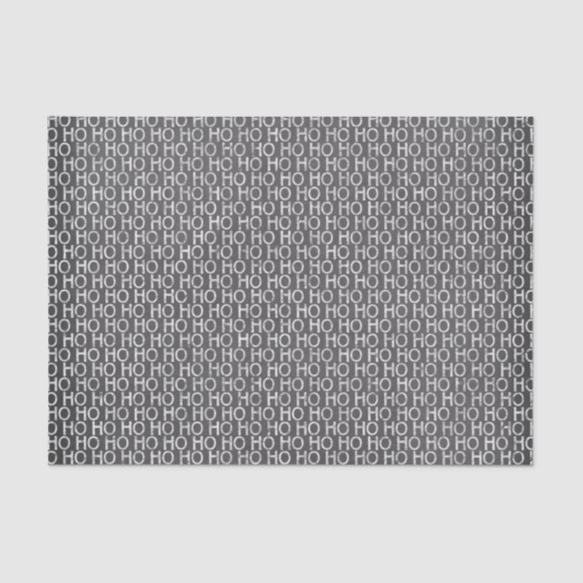 Papel De Seda Quadro De Natal Preto E Branco "Ho Ho Ho" (Frente )