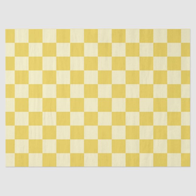 Papel De Seda Quadro de Verificação Amarelo da Manteiga (Frente )