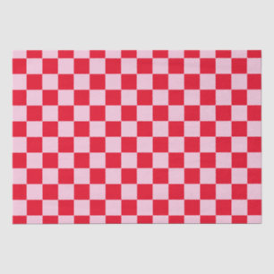 Papel De Seda Quadro de Verificação Elegante Vermelho e Rosa