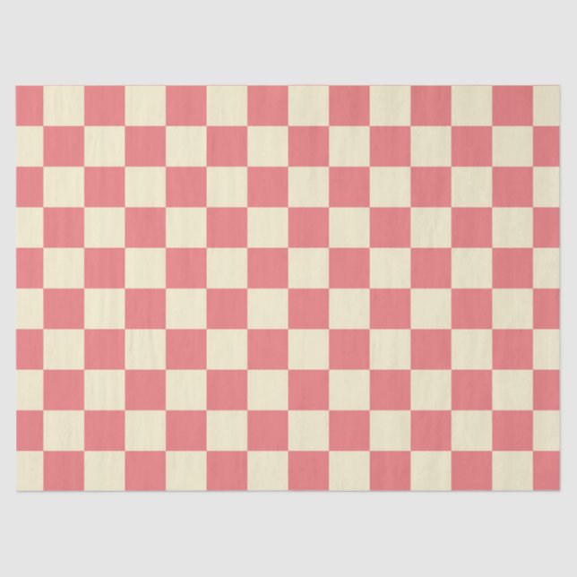 Papel De Seda Quadro de verificação rosa e bege (Frente )