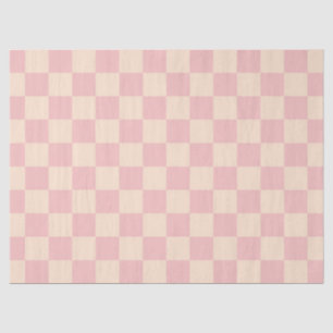 Papel De Seda Quadro de verificação rosa e creme