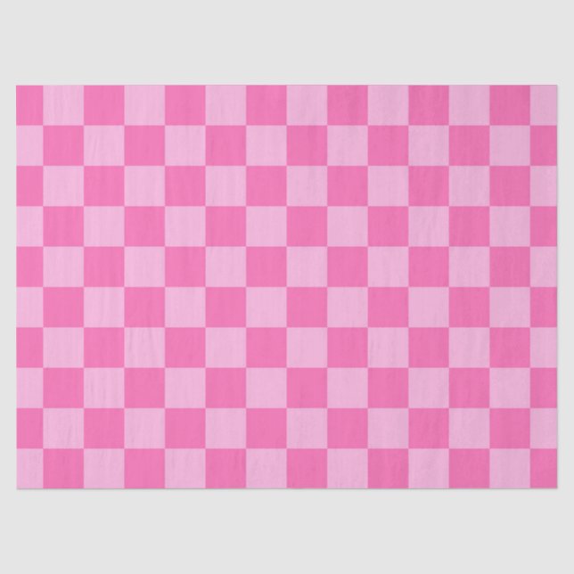 Papel De Seda Quadro de verificação rosa quente (Frente )