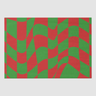 Papel De Seda Quadro de Verificação Vermelho e Verde