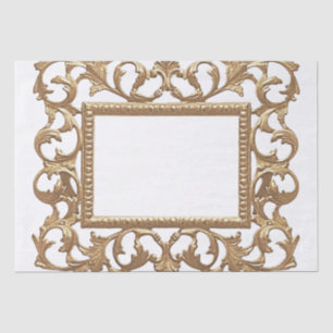 Papel De Seda Quadro de Vintagem do Ornamentado Dourado Metálico