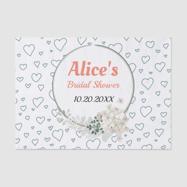 Papel De Seda Quadro Floral Moderno Personalizado para Chá de No (Frente )