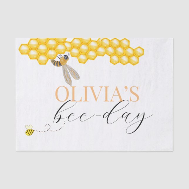 Papel De Seda Qualquer idade, tema de abelha aniversário  (Frente )