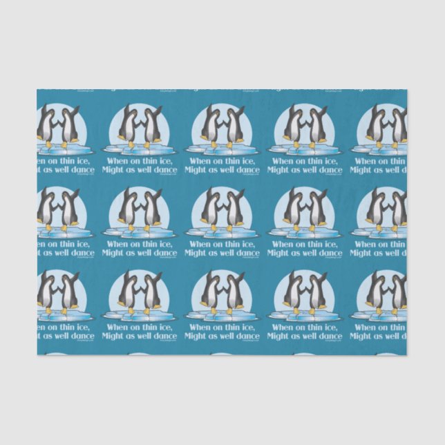 Papel De Seda Quando no design engraçado dos pinguins finos do (Frente )