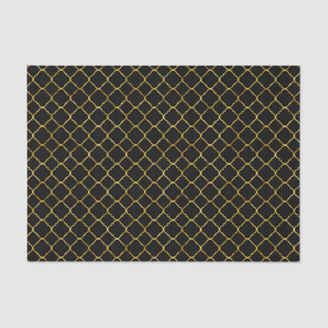 Papel De Seda Quatrefoil Dourado Chic Black (Frente )