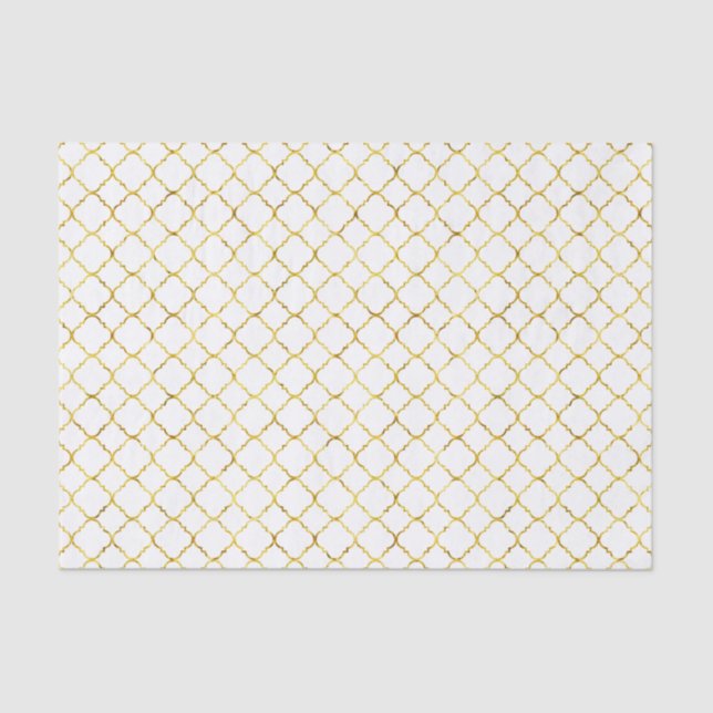 Papel De Seda Quatrefoil Dourado chique (Frente )