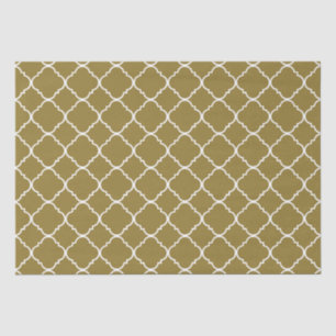 Papel De Seda Quatrefoil Dourado e Branco