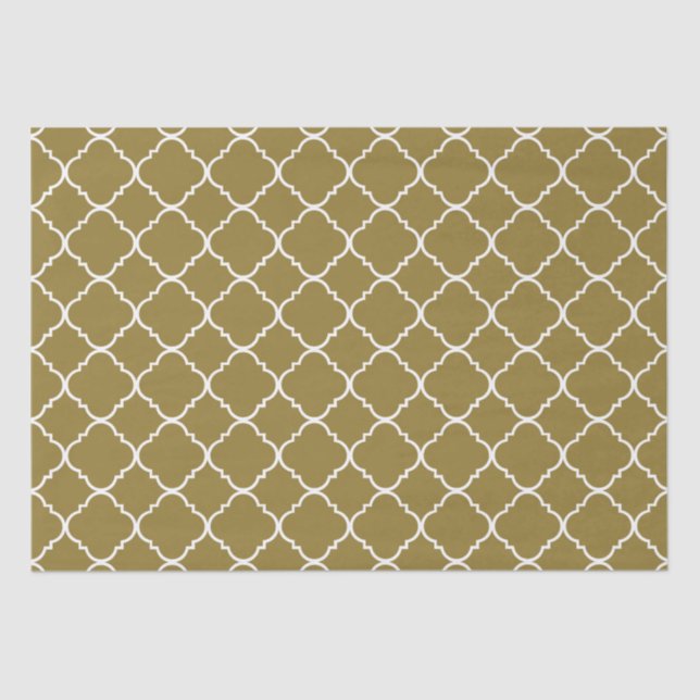 Papel De Seda Quatrefoil Dourado e Branco (Frente )