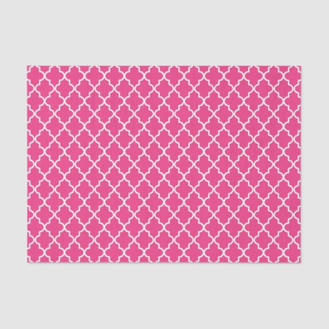 Papel De Seda Quatrefoil marroquino cor-de-rosa moderno (Frente )