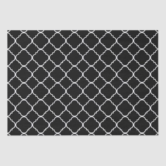 Papel De Seda Quatrefoil preto e branco (Frente )