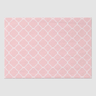 Papel De Seda Quatrefoil Rosa e Branco