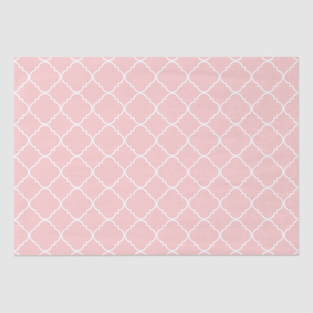 Papel De Seda Quatrefoil Rosa e Branco (Frente )