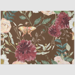 Papel De Seda Quebra da Água Autumn Floral Butterfly