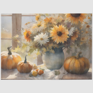 Papel De Seda Queda Abóbora Abóbora Pumpkin Flor De Girassol Dis