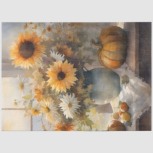 Papel De Seda Queda Abóbora Abóbora Pumpkin Flor De Girassol Dis